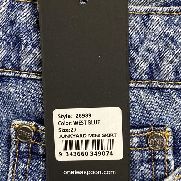 One Teaspoon “Junkyard” Low-Waist Denim Mini Skirt – Size 27 (NWT) - Picture 2 of 11